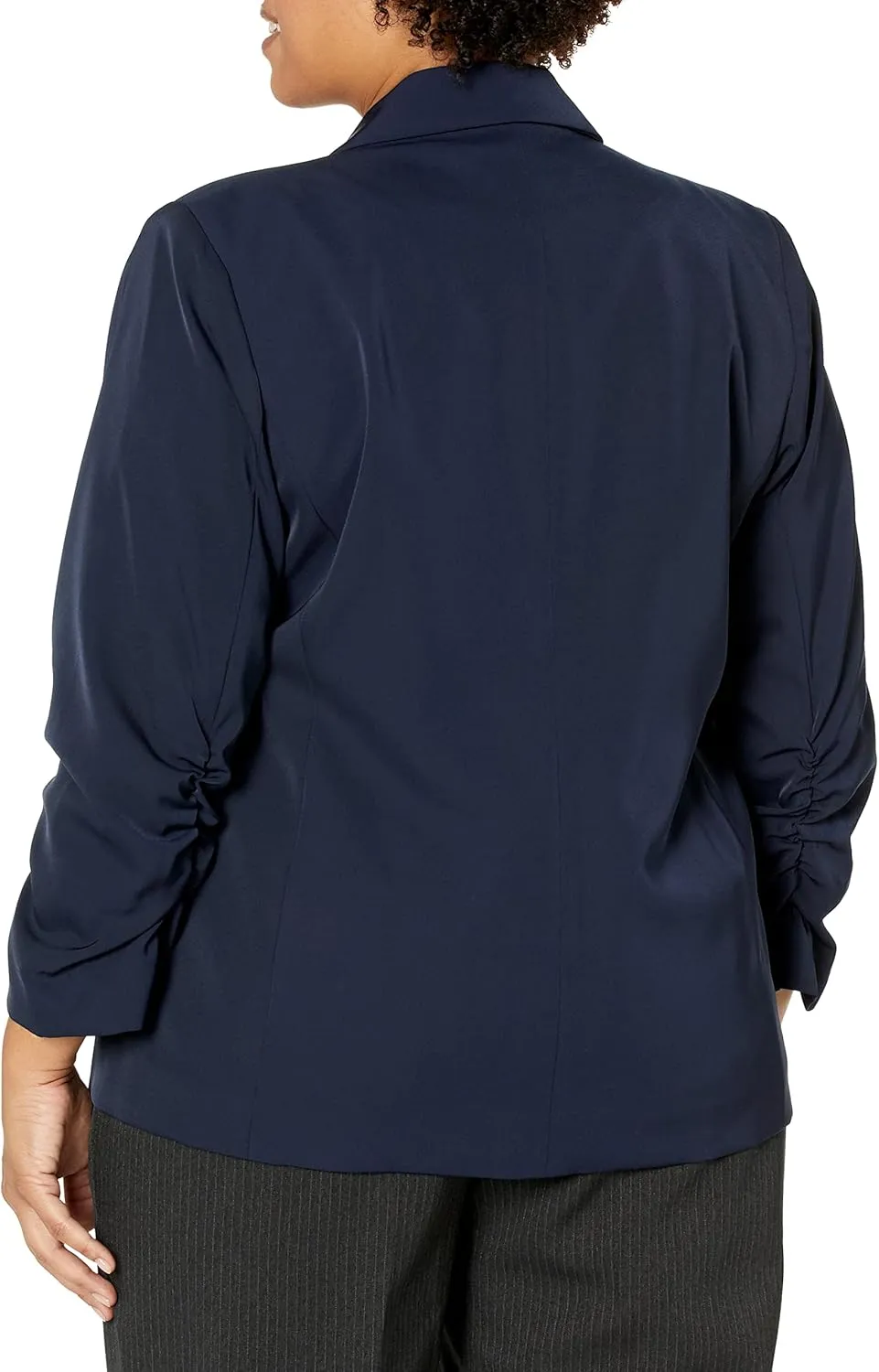 Calvin Klein Women's Professional Crepe Ruched Sleeve with Button Blazer (Plus Size)