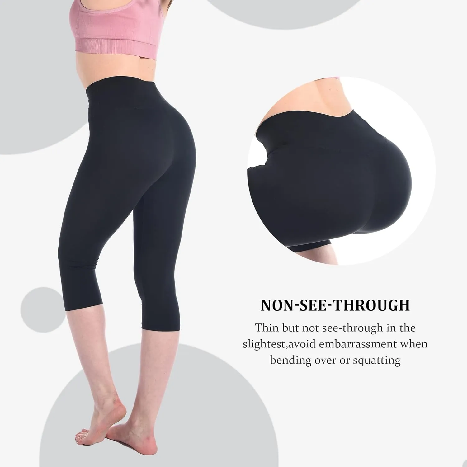 Capri Leggings for Women, High Waisted Yoga Pants for Workout Running