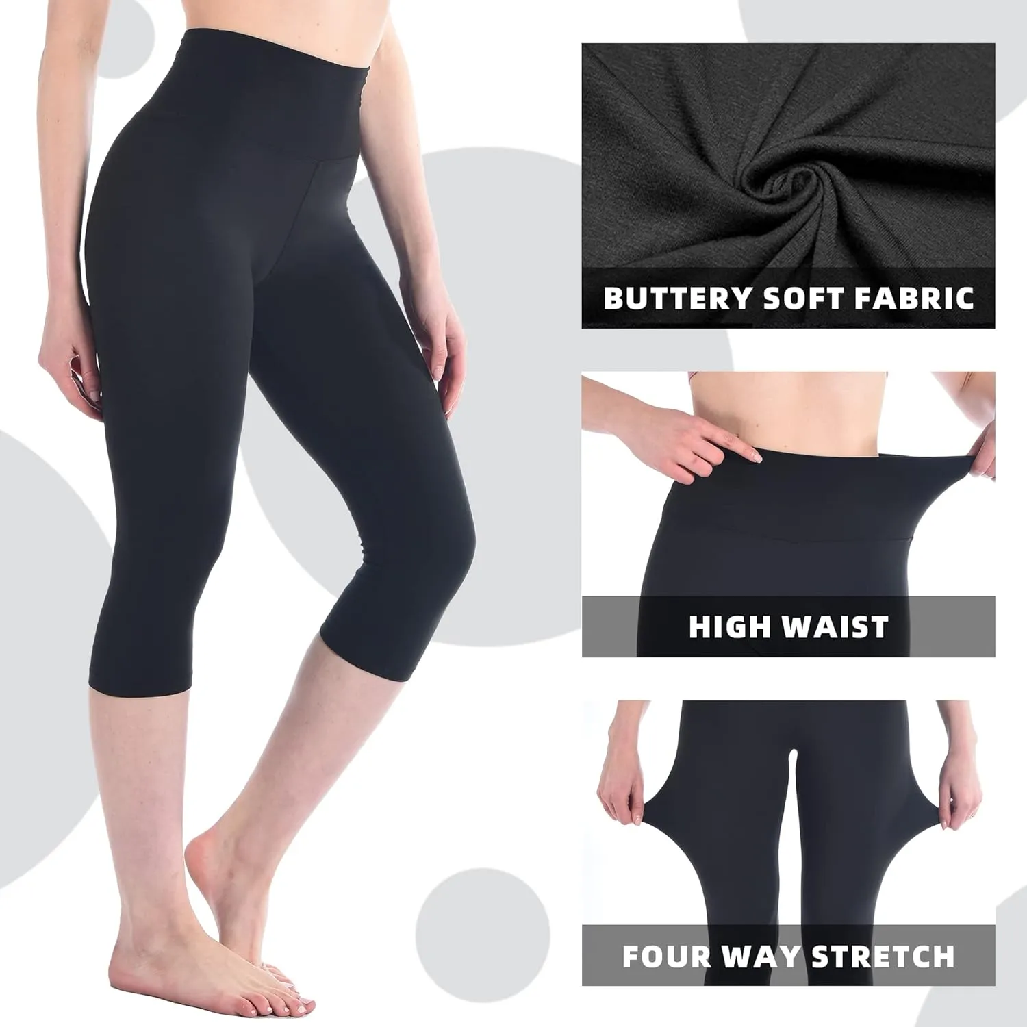 Capri Leggings for Women, High Waisted Yoga Pants for Workout Running