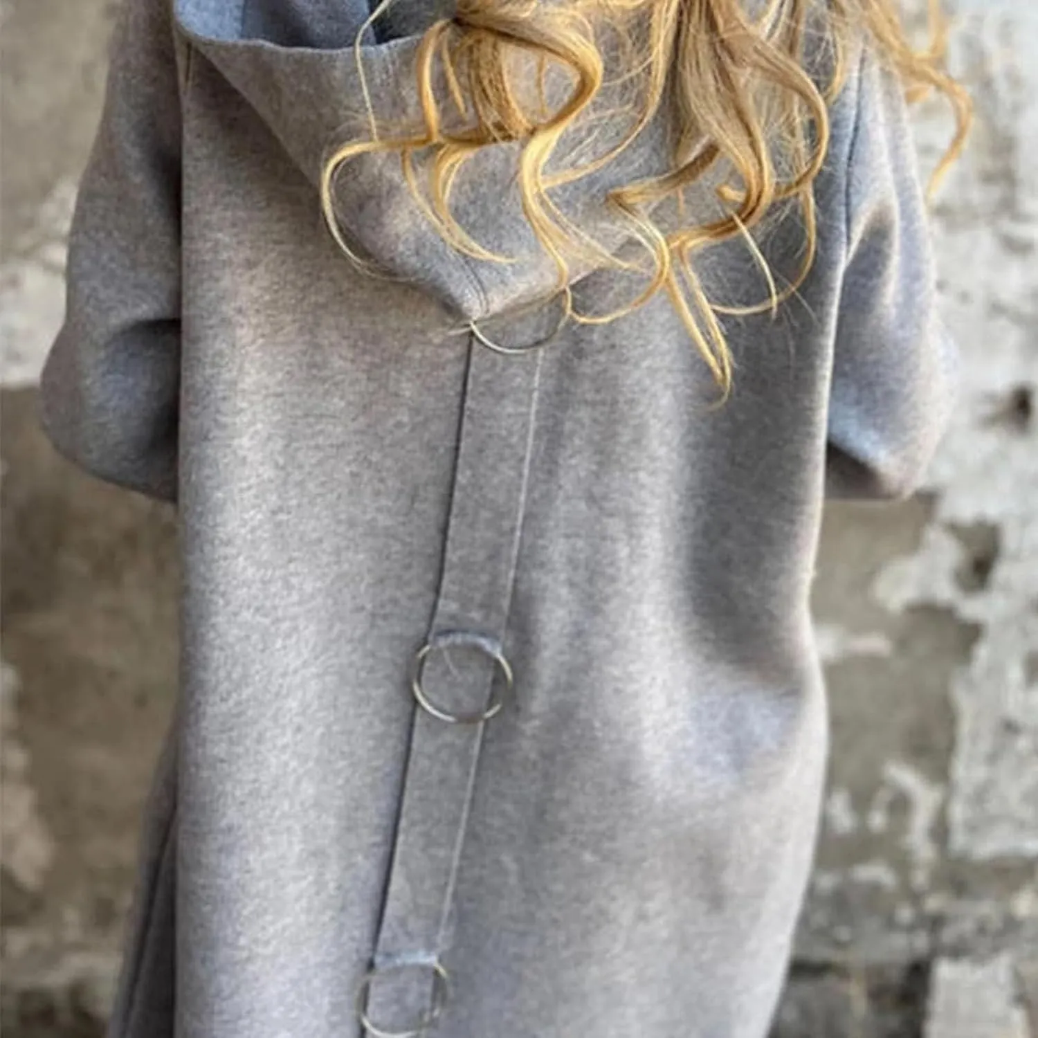 Casual Single Breasted Hooded Jacket for Autumn, Lightweight Lapel Long Sleeve Overcoat with Pocket for Women