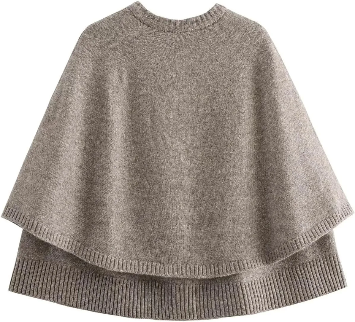 CHARTOU Women's Knit Button Down Cape Shawl Cardigan Crew Neck Cloak Sweater Coat Fall Elegant Poncho Jacket