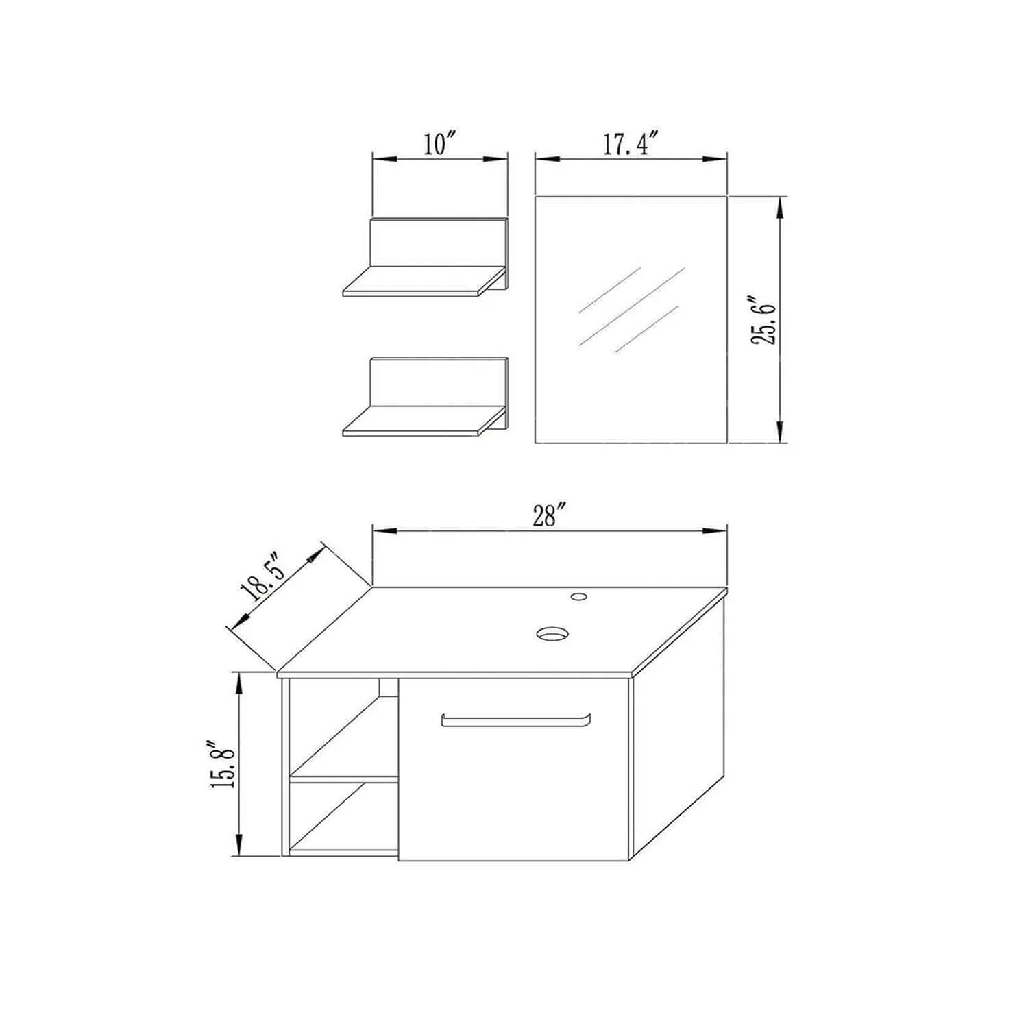 Chic 28" Black Bathroom Vanity BA20079