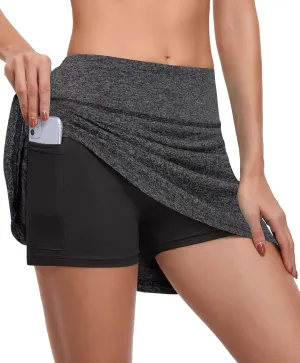 CHICHO Womens Tennis Skort Plus Size Girls High Waisted Tennis Skirt with Pockets Quickly Dry Pleated Skorts for Athletic Running Golf Apparel Light Grey XXLarge