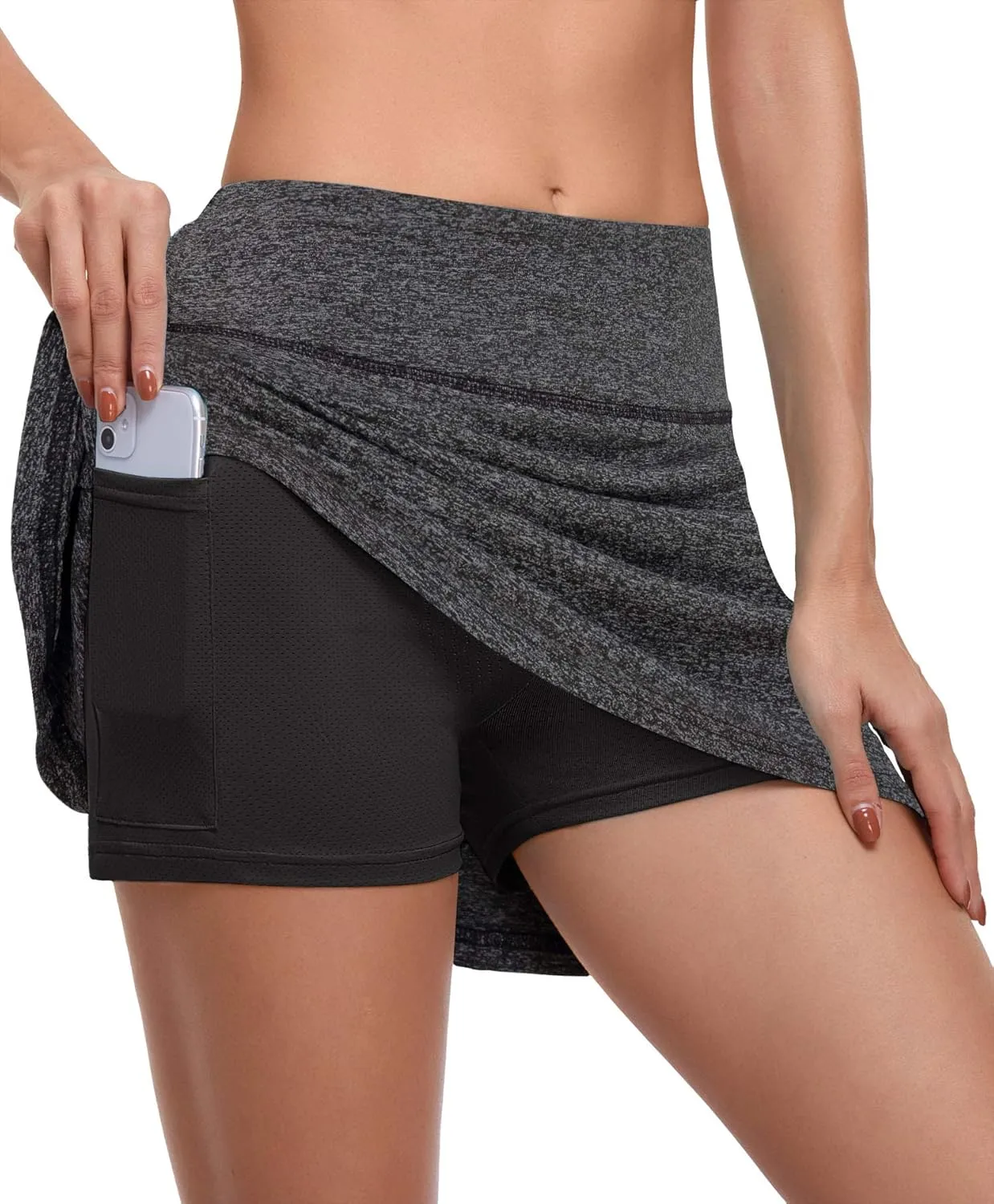 CHICHO Womens Tennis Skort Plus Size Girls High Waisted Tennis Skirt with Pockets Quickly Dry Pleated Skorts for Athletic Running Golf Apparel Light Grey XXLarge