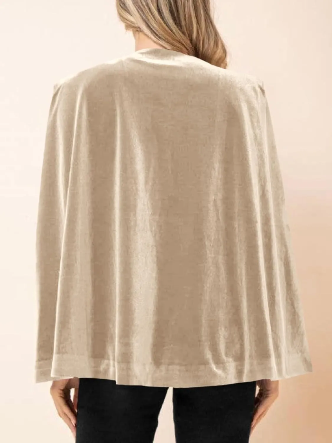 Cicy Bell Women's Velvet Cape Blazer Jackets Casual Split Long Sleeve Open Front Coat