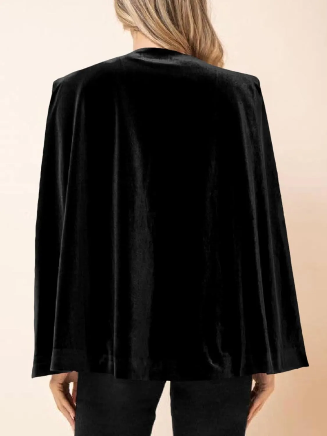 Cicy Bell Women's Velvet Cape Blazer Jackets Casual Split Long Sleeve Open Front Coat