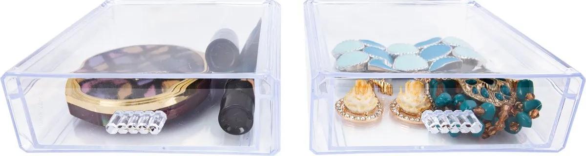 Clear Plastic Stackable Drawer Organizer for Jewelry, Makeup, and Cosmetics