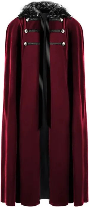 Cloak Coat for Women Vintage Victorian Steampunk Cape Winter Warm Gothic Wool Faux Fur Collar Long Coat Role Play