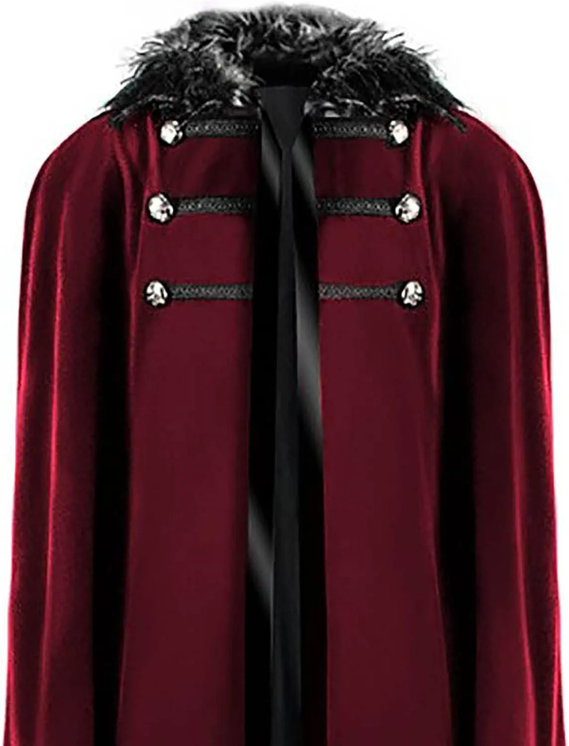 Cloak Coat for Women Vintage Victorian Steampunk Cape Winter Warm Gothic Wool Faux Fur Collar Long Coat Role Play