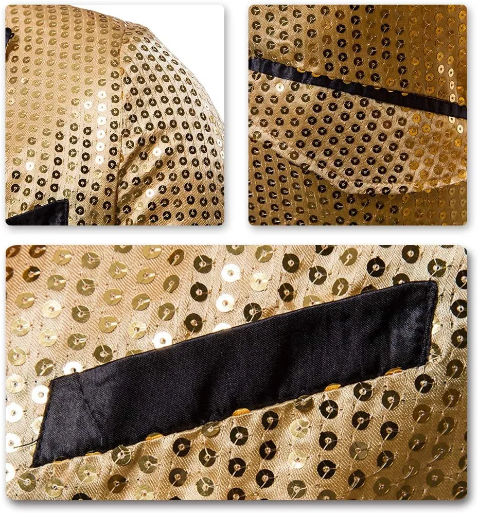 Cloudstyle Mens Sequin Tailcoat Swallowtail Suit Jacket Party Show Tux Dress Coat