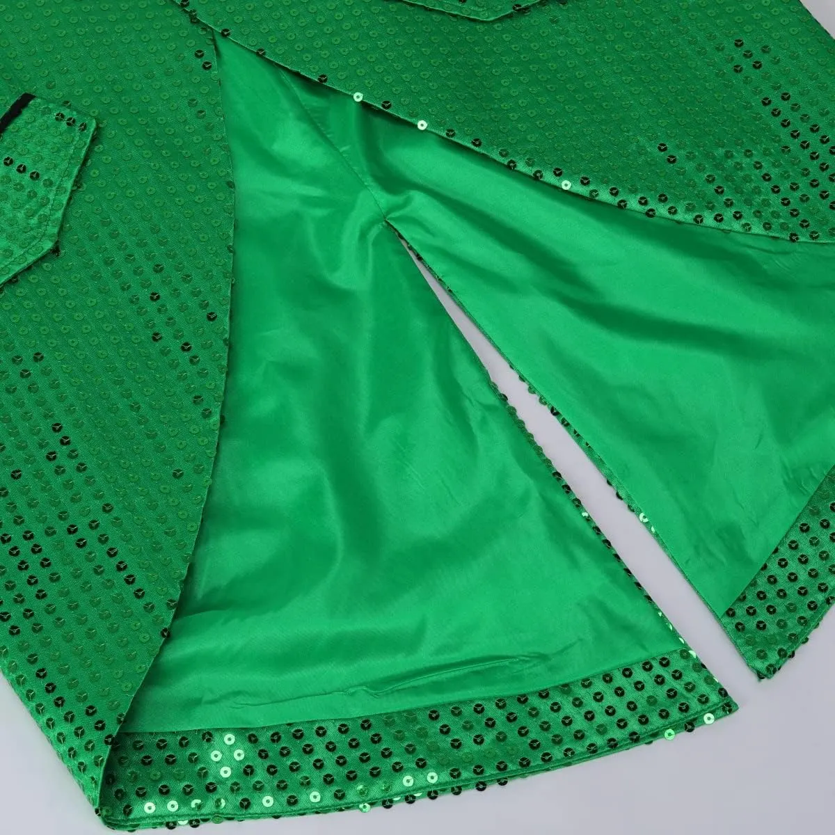 Cloudstyle Mens Sequin Tailcoat Swallowtail Suit Jacket Party Show Tux Dress Coat