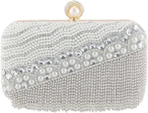Clutch Purses for Women Pearl Evening Rhinestones Handbag Crystal Tassel Shoulder Bridal Wedding Purse Ladies Banquet