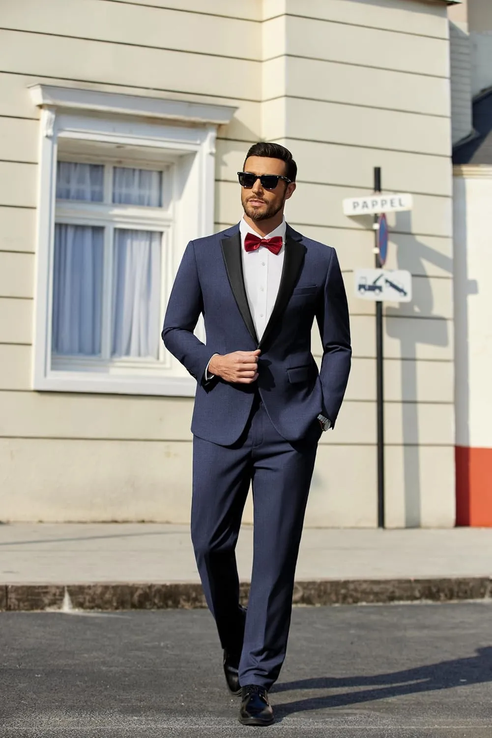 COOFANDY Mens Tuxedo Suit Set Slim Fit 2 Piece One Button Blazer Jacket Pants for Wedding,Dinner,Prom