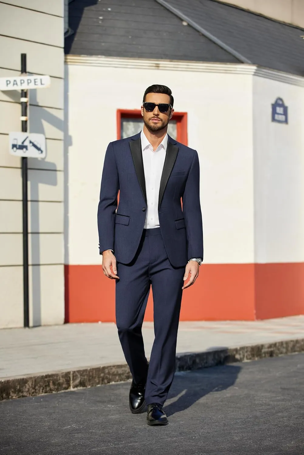 COOFANDY Mens Tuxedo Suit Set Slim Fit 2 Piece One Button Blazer Jacket Pants for Wedding,Dinner,Prom