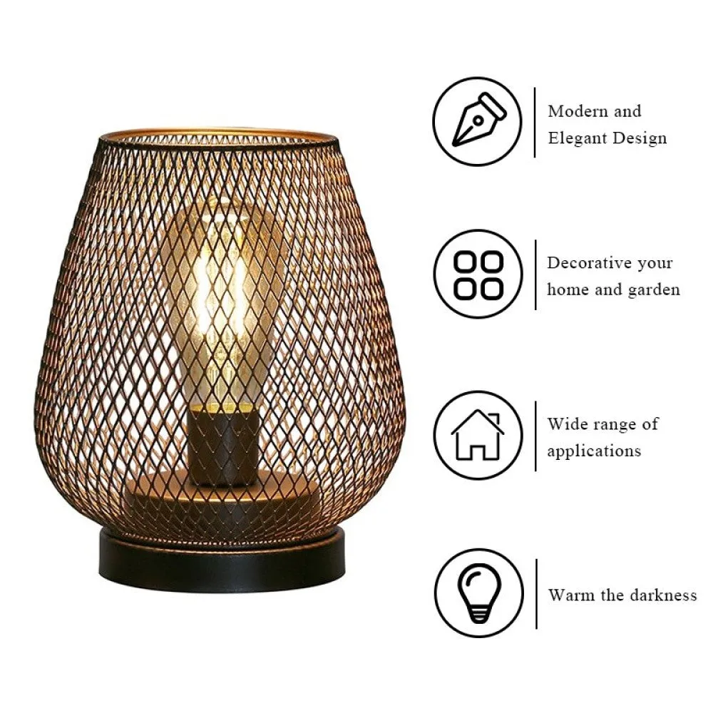Cordless Battery Powered Hollow Cage Table Lamp for Home Decor