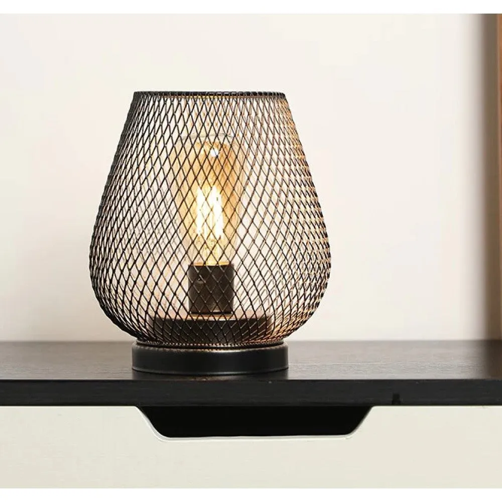 Cordless Battery Powered Hollow Cage Table Lamp for Home Decor
