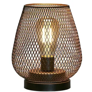 Cordless Battery Powered Hollow Cage Table Lamp for Home Decor