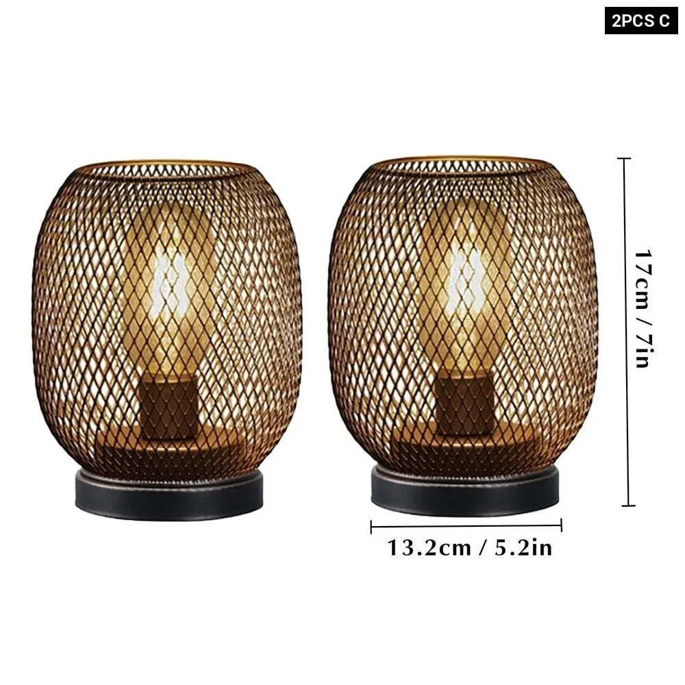 Cordless Battery Powered Hollow Cage Table Lamp for Home Decor