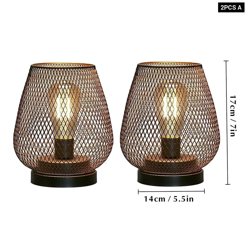 Cordless Battery Powered Hollow Cage Table Lamp for Home Decor