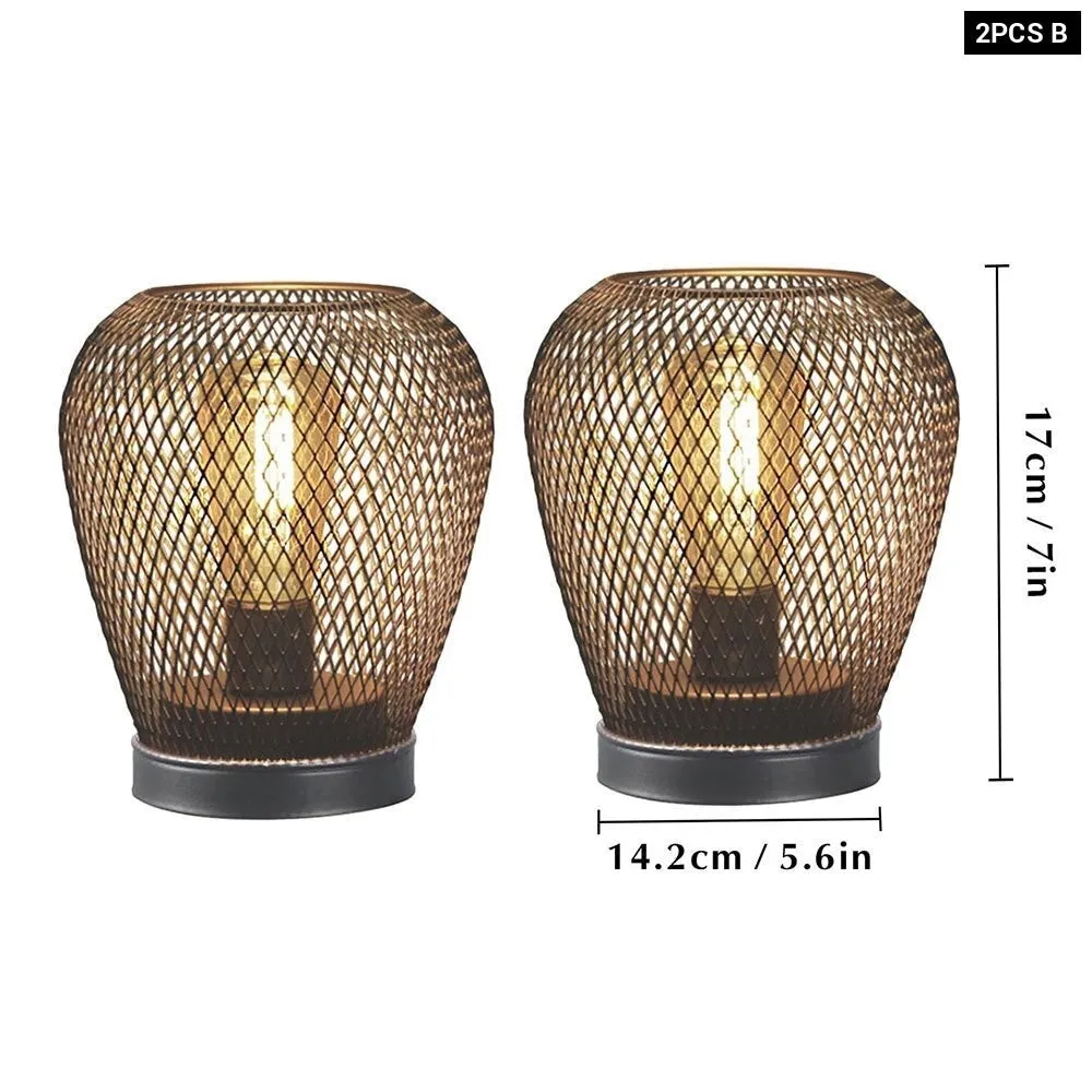 Cordless Battery Powered Hollow Cage Table Lamp for Home Decor