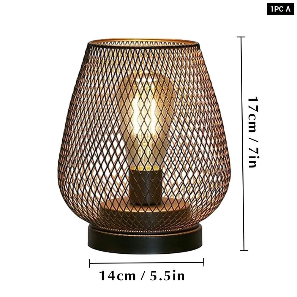 Cordless Battery Powered Hollow Cage Table Lamp for Home Decor