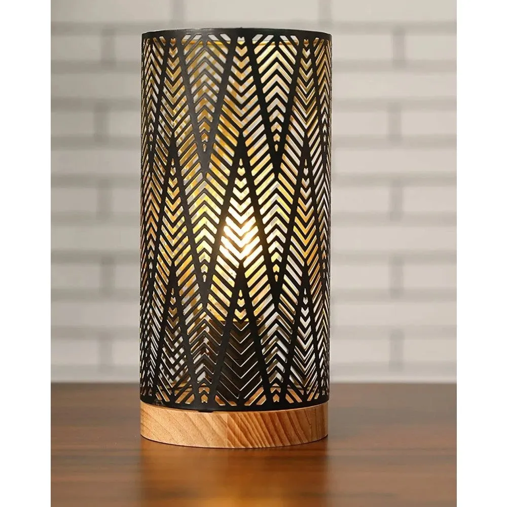 Cordless Geometric Metal Battery Powered Table Lamp for Home Decor