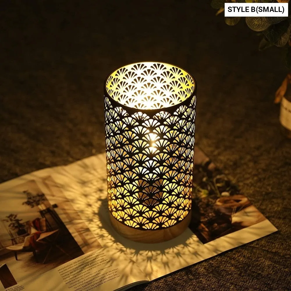 Cordless Geometric Metal Battery Powered Table Lamp for Home Decor