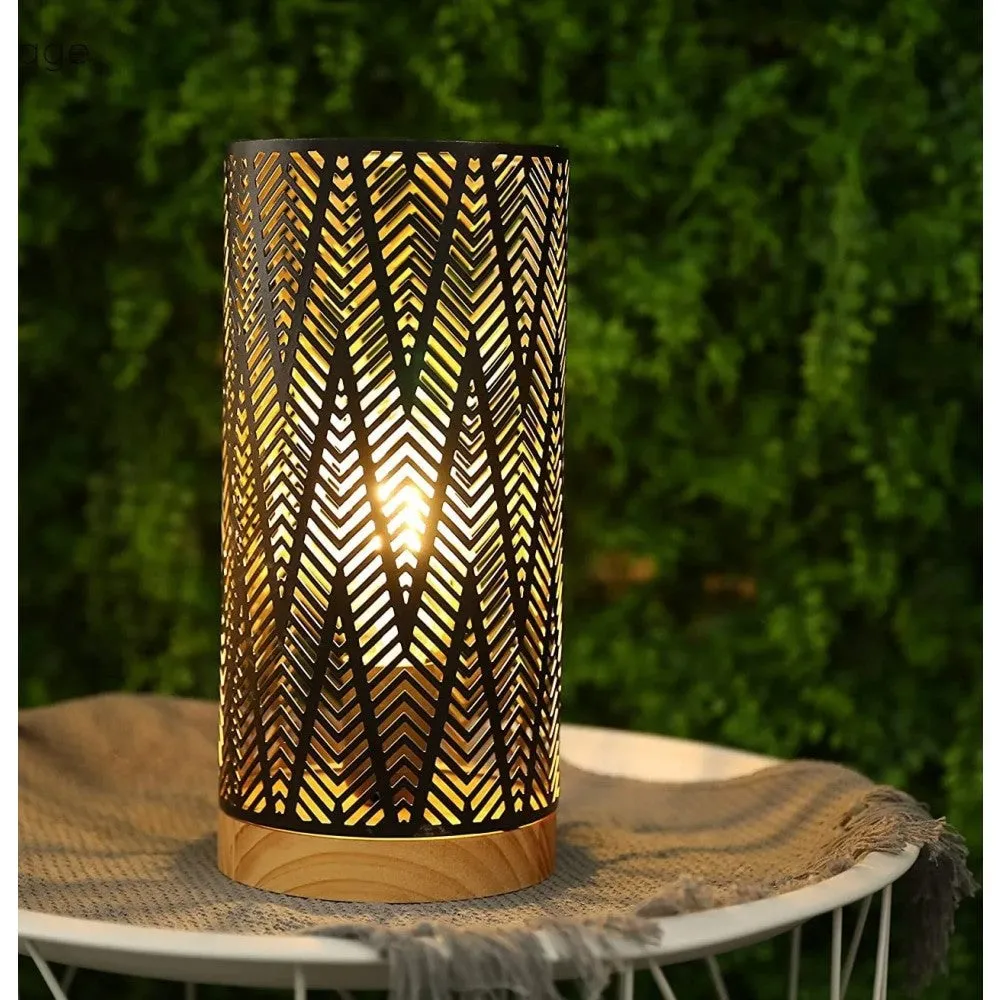 Cordless Geometric Metal Battery Powered Table Lamp for Home Decor