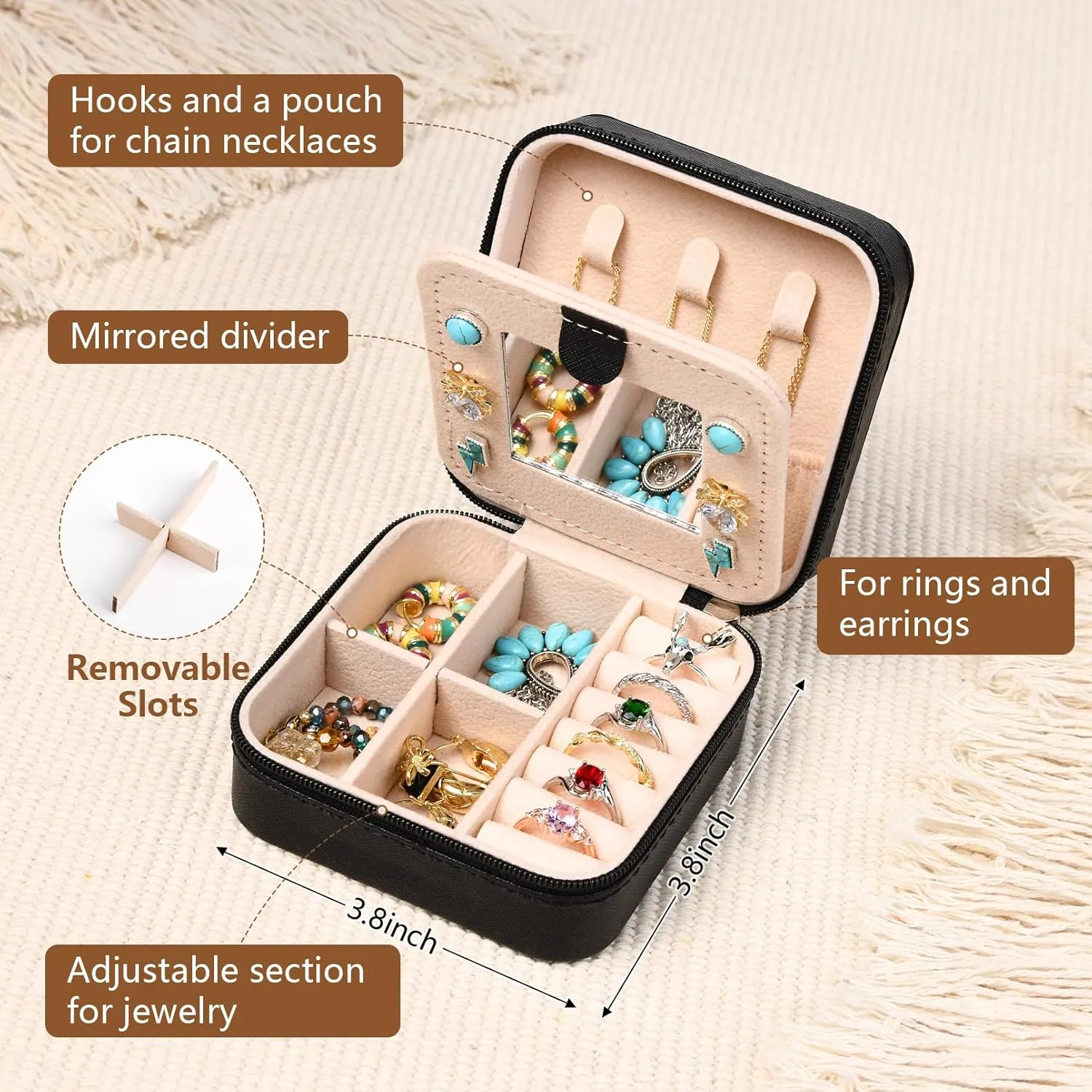 DEEKA Western Jewelry Box Case Horse Pattern Faux Leather Travel Jewelry Holder Organizer Gifts for Women Country Girls Cowgirl Stuff Small Portable Travel Accessories -Black Horse