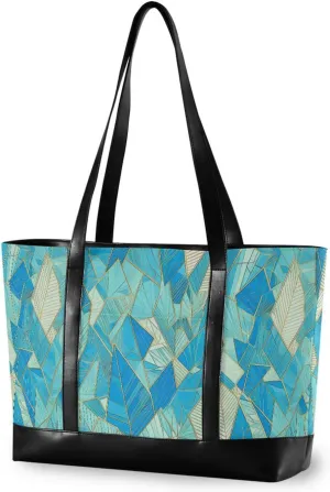 Delicate Crystal Turquoise Blue Gold simple tote bag with laptop with zipper for commuter with estuche para laptop 14 pulgadas