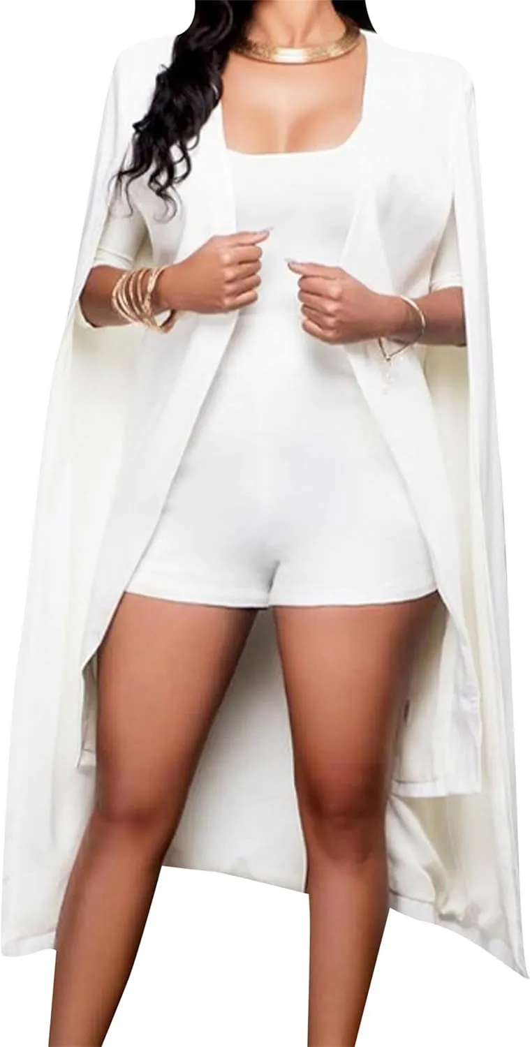 DIACACY Women's Cape Split Sleeve Long Blazer Jackets Open Front Elegant Casual Cape Coat