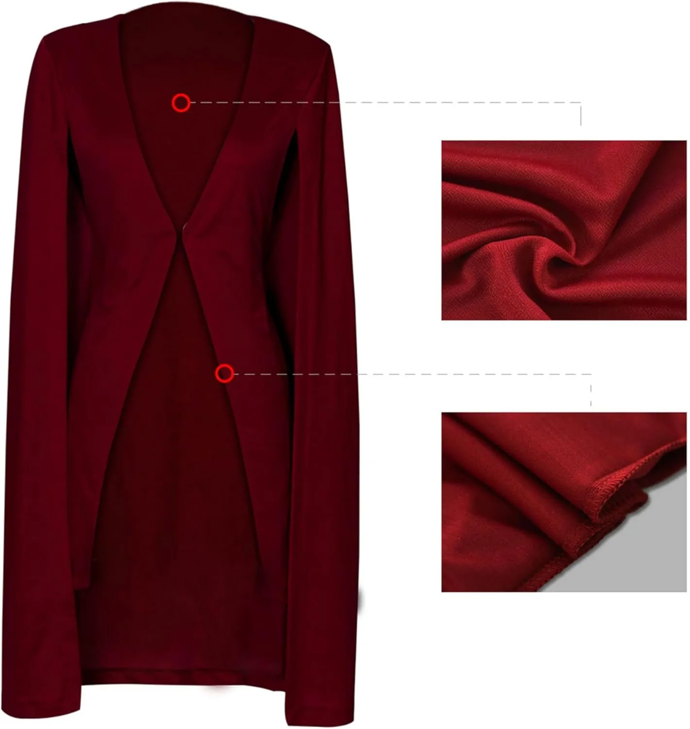 DIACACY Women's Cape Split Sleeve Long Blazer Jackets Open Front Elegant Casual Cape Coat