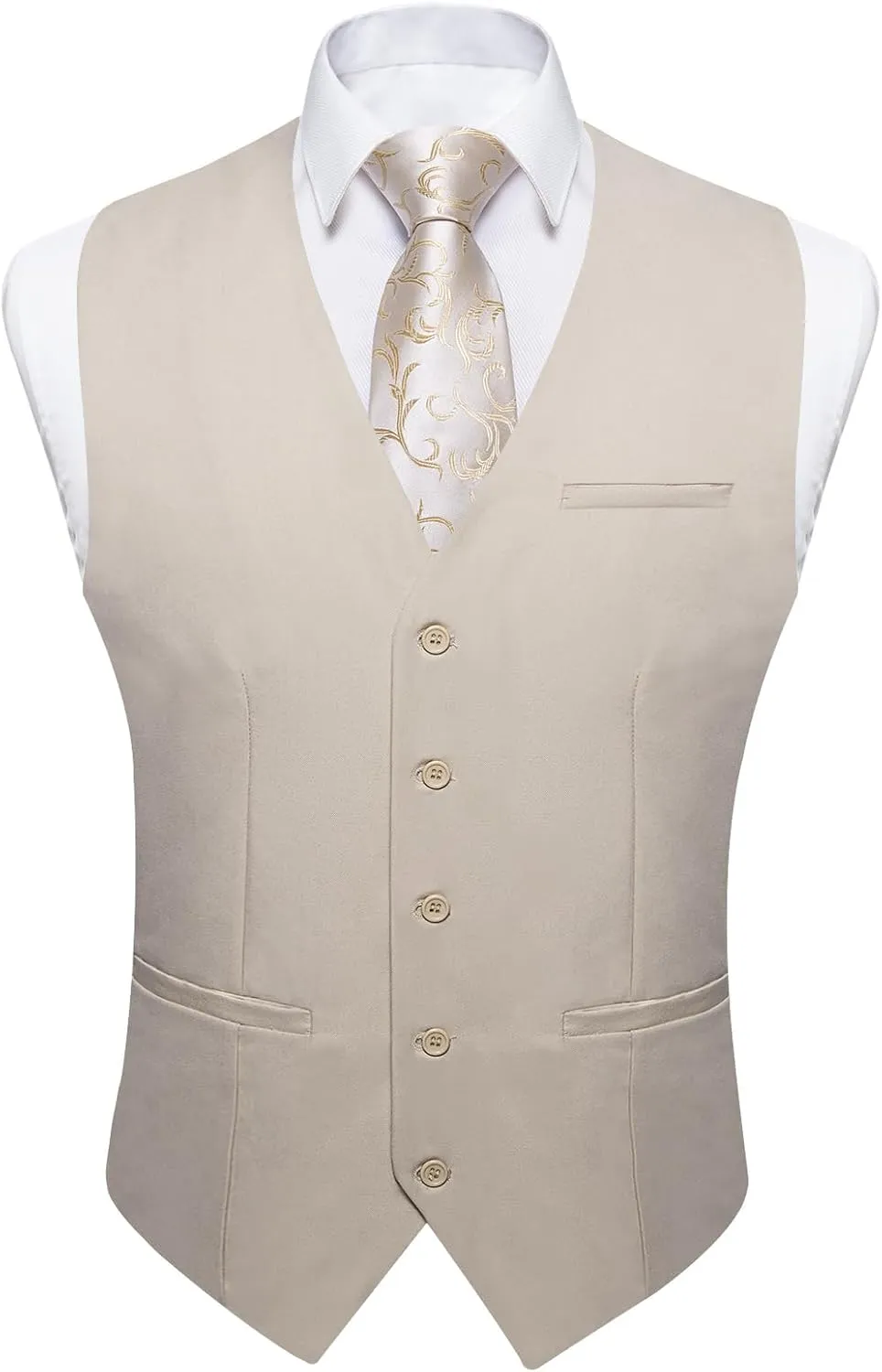DiBanGu Men's Formal Suit Vest Solid Business Vest Slim Fit V-Neck Dress Waistcoat for Suit or Tuxedo Wedding Party