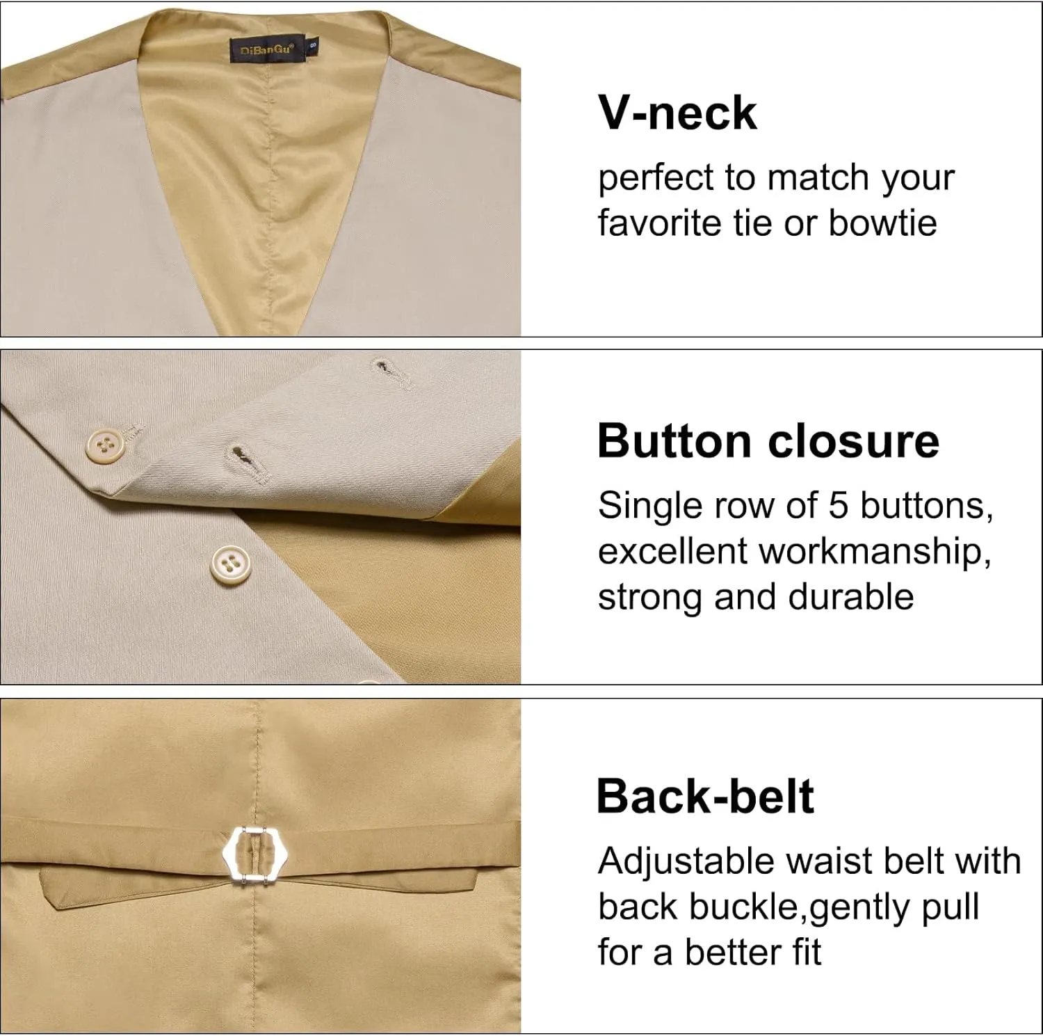 DiBanGu Men's Formal Suit Vest Solid Business Vest Slim Fit V-Neck Dress Waistcoat for Suit or Tuxedo Wedding Party