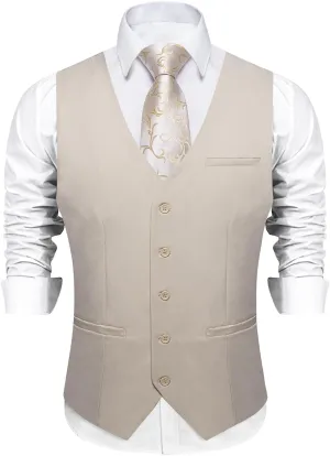 DiBanGu Men's Formal Suit Vest Solid Business Vest Slim Fit V-Neck Dress Waistcoat for Suit or Tuxedo Wedding Party