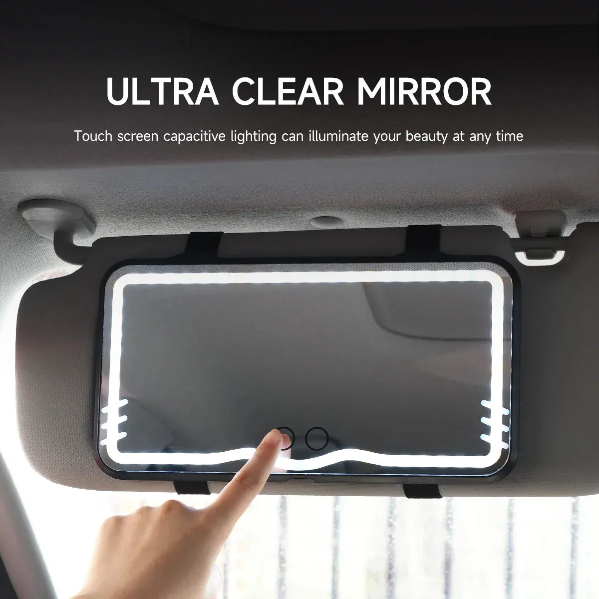 Dimmable Touchscreen Car Makeup Mirror Usb Charging