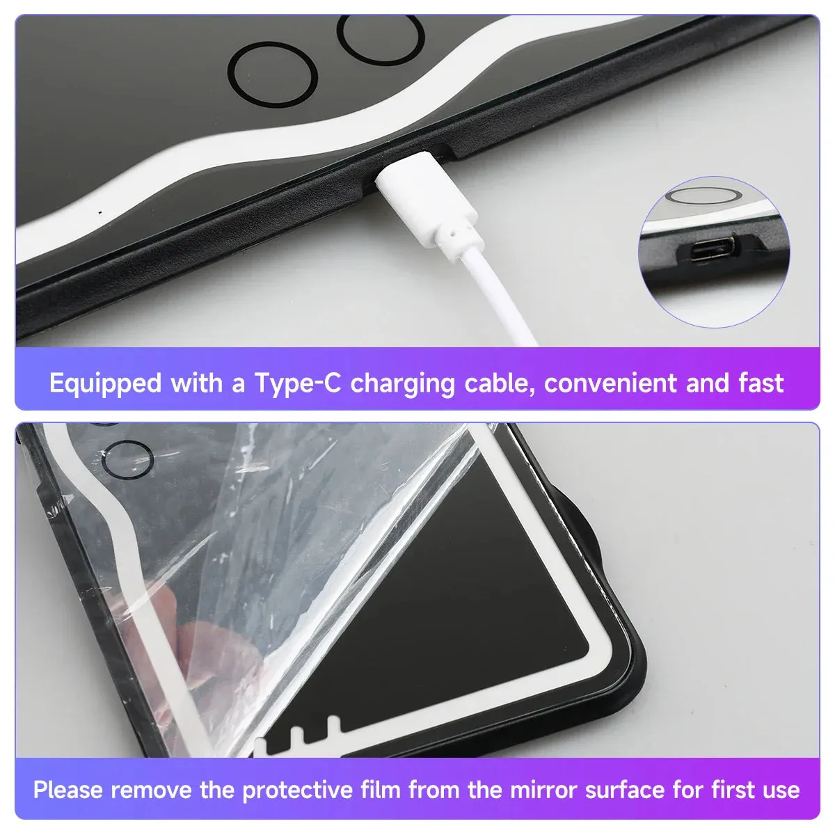 Dimmable Touchscreen Car Makeup Mirror Usb Charging