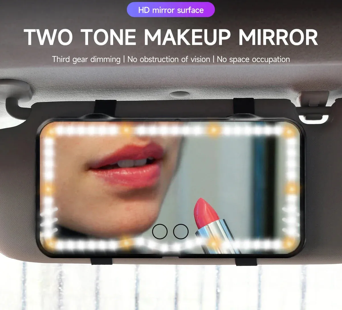 Dimmable Touchscreen Car Makeup Mirror Usb Charging