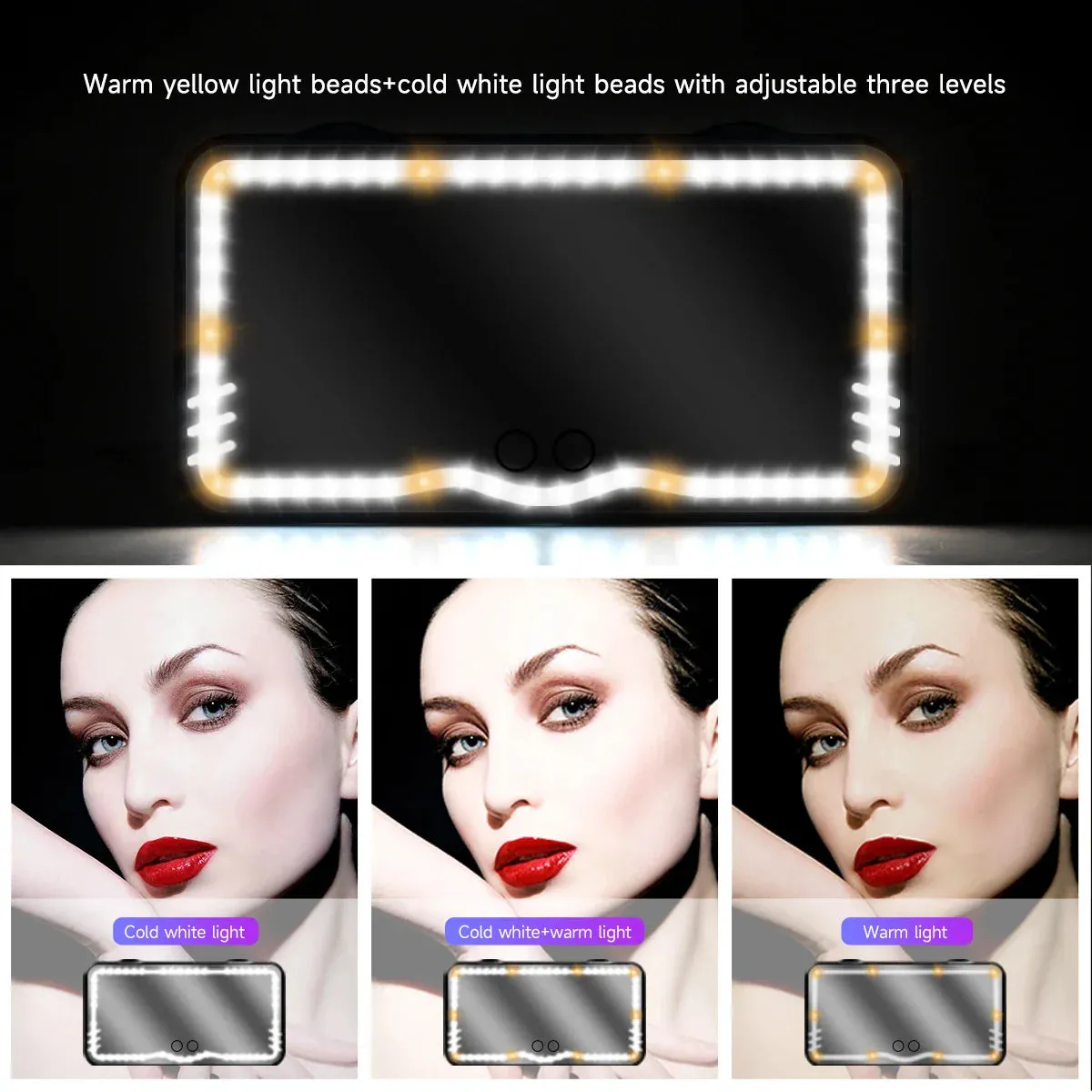 Dimmable Touchscreen Car Makeup Mirror Usb Charging