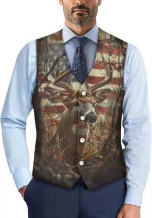 DISNIMO Men's Formal Suit Vest Slim Fit Casual Business Dress Waistcoat Vest Big and Tall