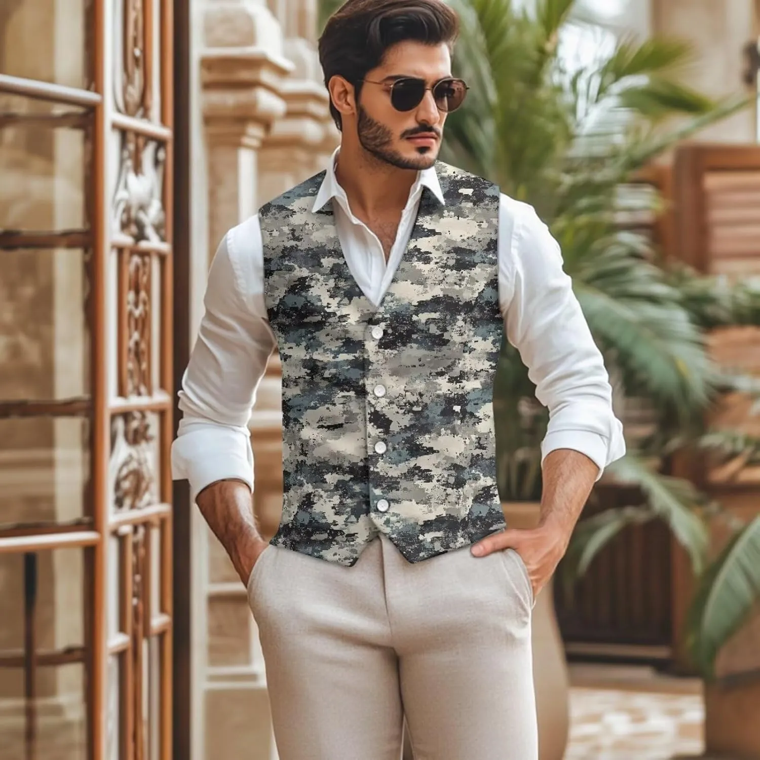 DISNIMO Men's Formal Suit Vest Slim Fit Casual Business Dress Waistcoat Vest Big and Tall