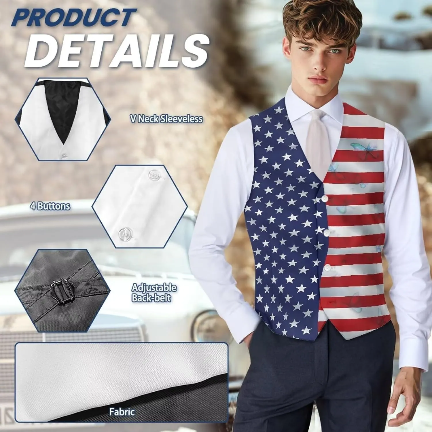 DISNIMO Men's Formal Suit Vest Slim Fit Casual Business Dress Waistcoat Vest Big and Tall