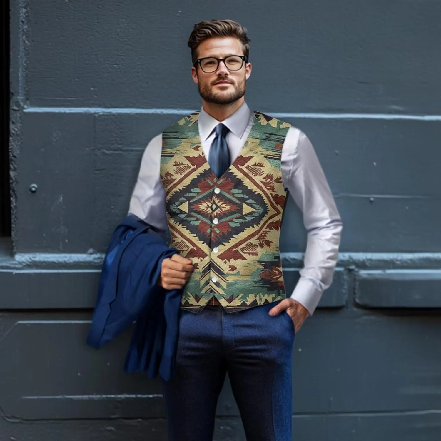 DISNIMO Men's Formal Suit Vest Slim Fit Casual Business Dress Waistcoat Vest Big and Tall