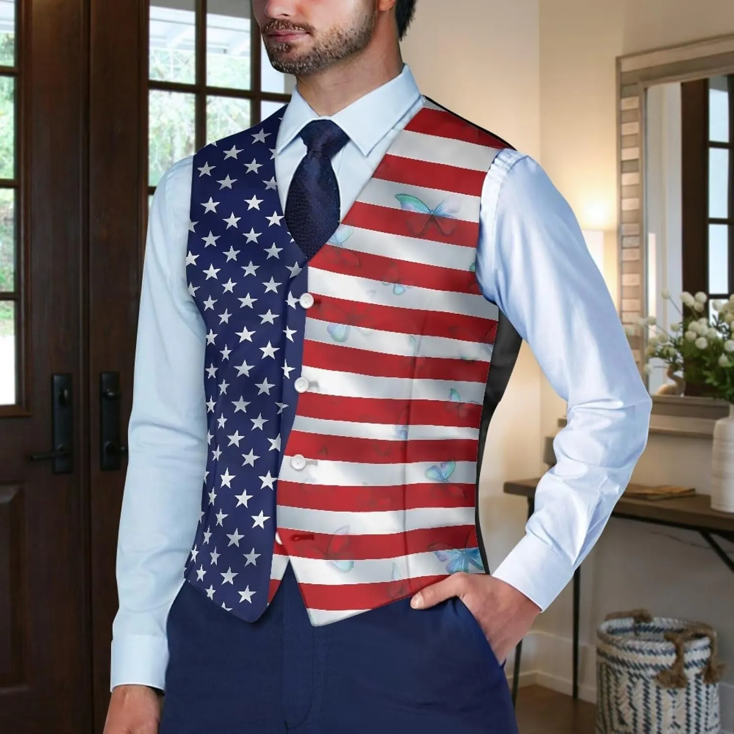 DISNIMO Men's Formal Suit Vest Slim Fit Casual Business Dress Waistcoat Vest Big and Tall