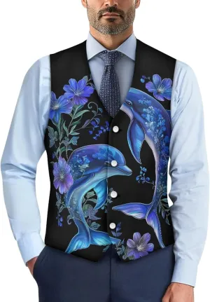 DISNIMO Men's Formal Suit Vest Slim Fit Casual Business Dress Waistcoat Vest Big and Tall