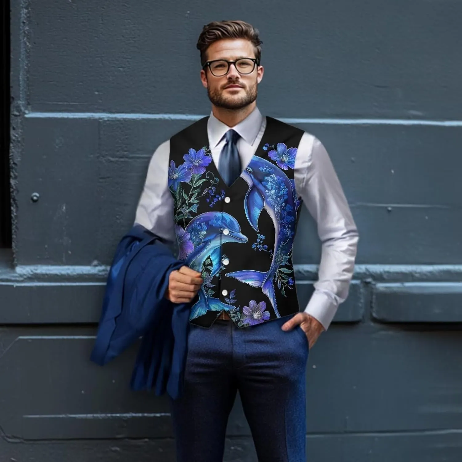 DISNIMO Men's Formal Suit Vest Slim Fit Casual Business Dress Waistcoat Vest Big and Tall