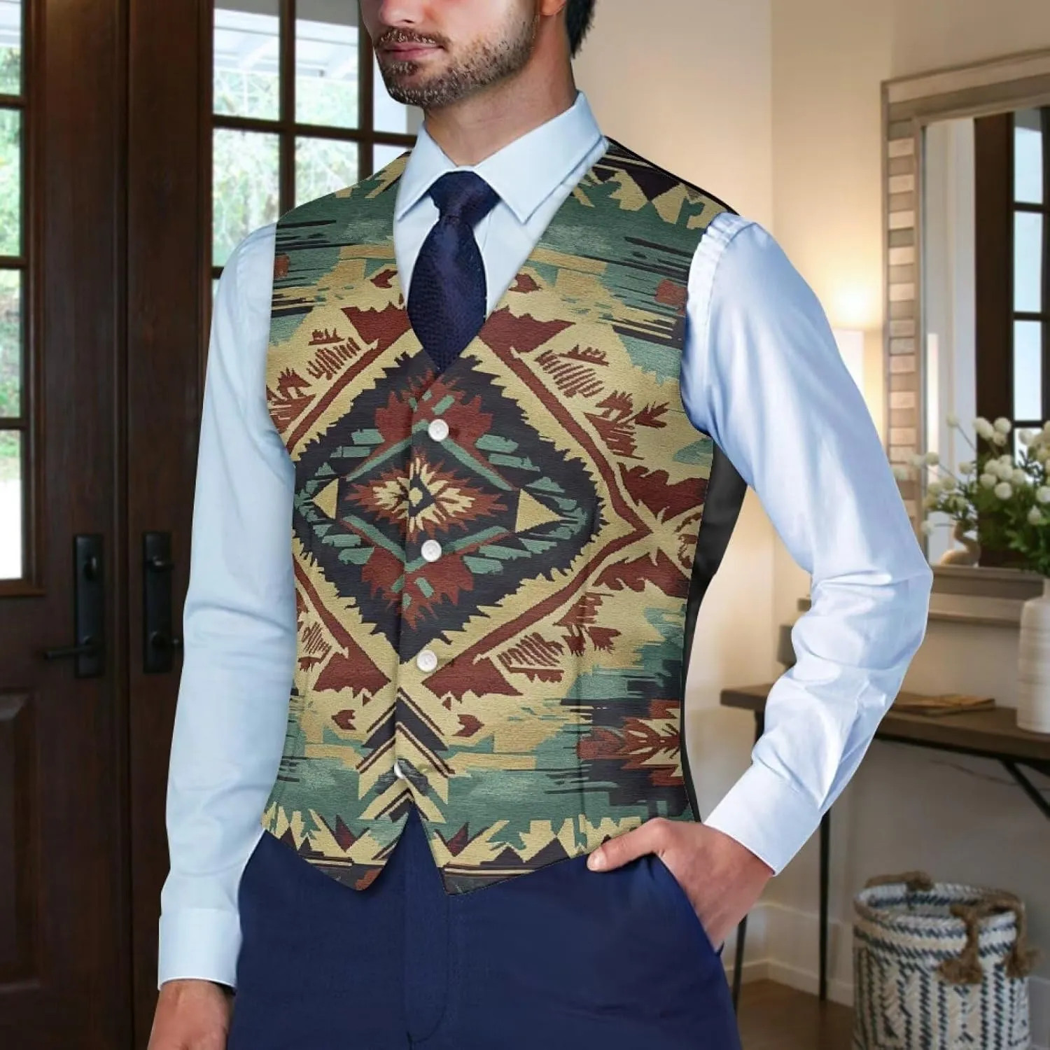 DISNIMO Men's Formal Suit Vest Slim Fit Casual Business Dress Waistcoat Vest Big and Tall