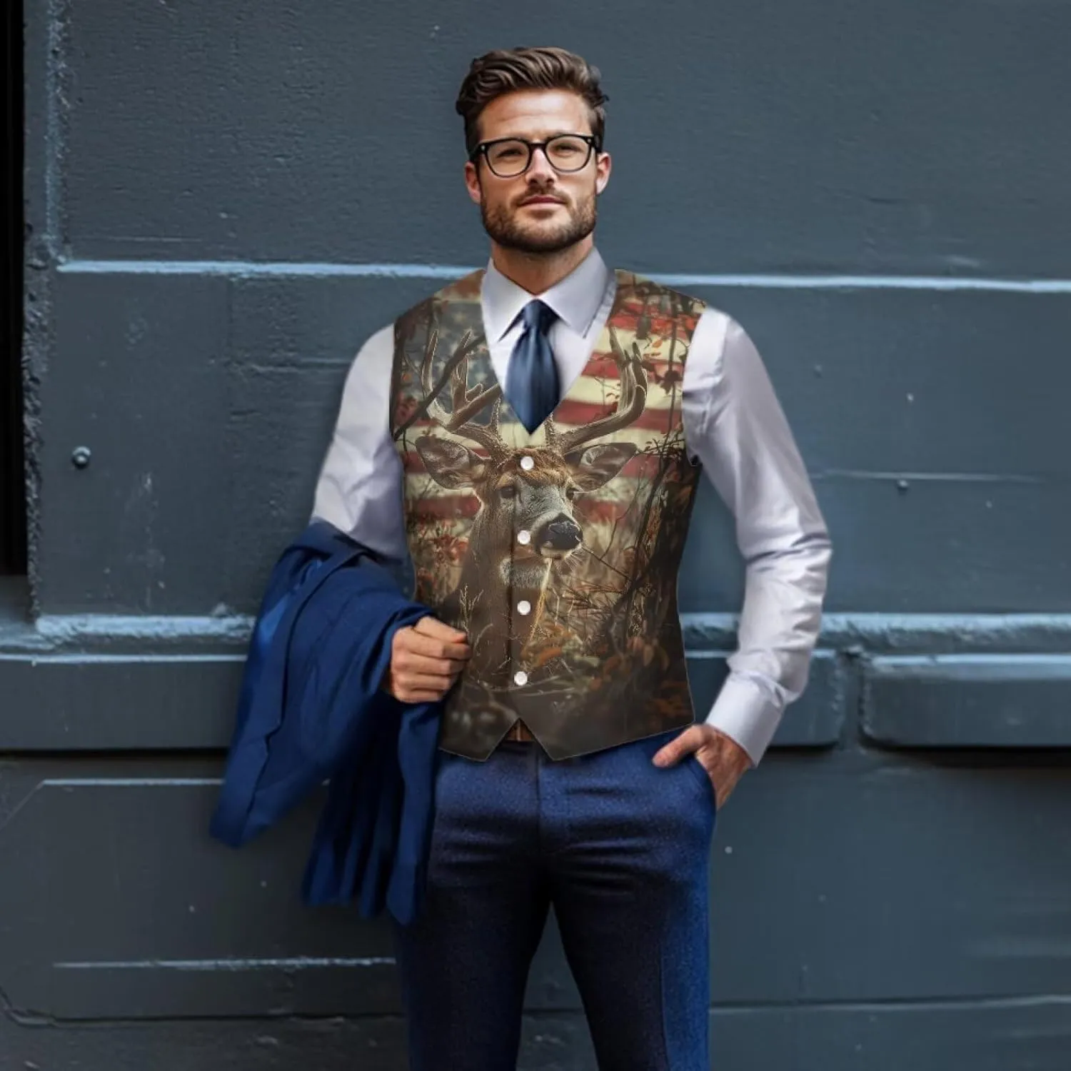 DISNIMO Men's Formal Suit Vest Slim Fit Casual Business Dress Waistcoat Vest Big and Tall