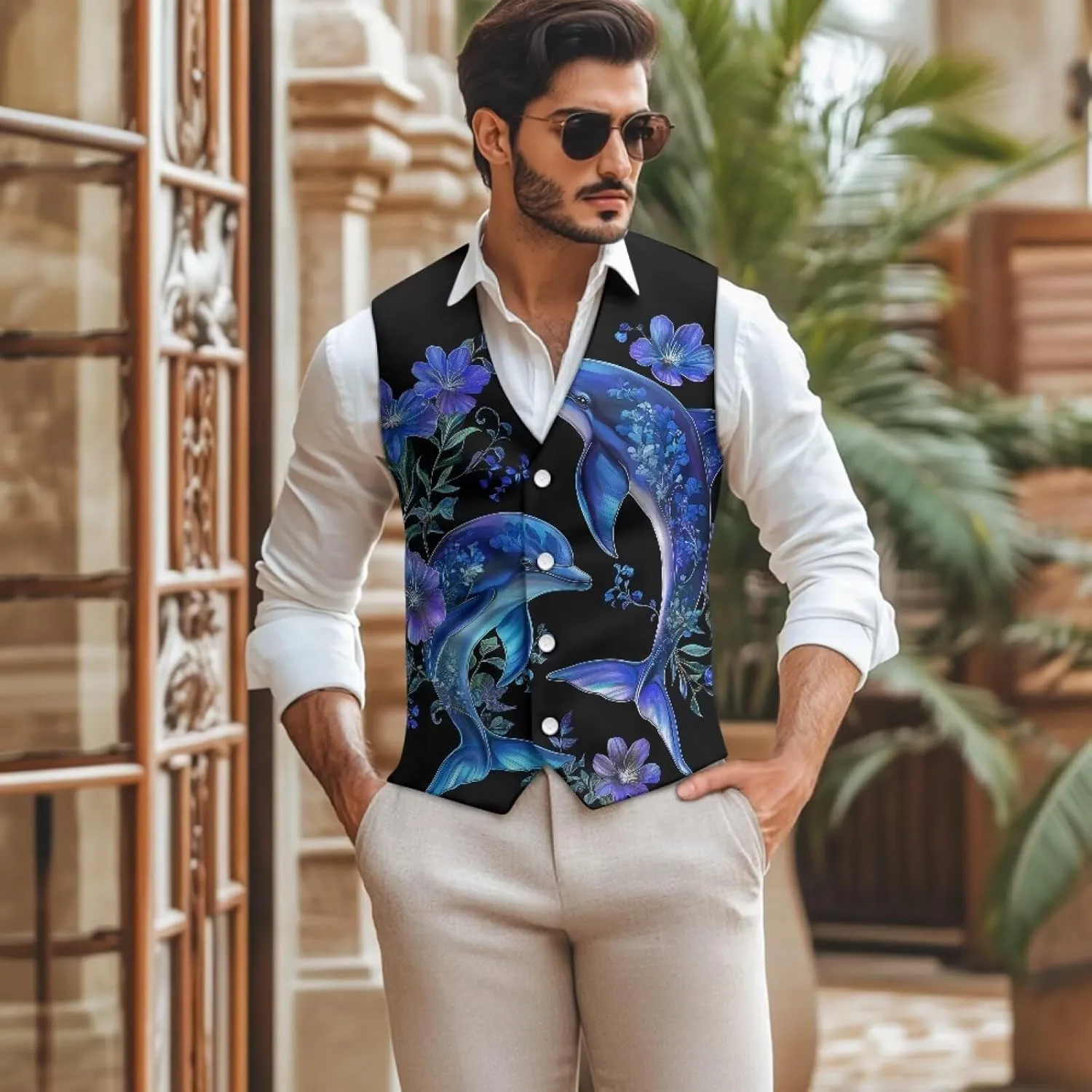 DISNIMO Men's Formal Suit Vest Slim Fit Casual Business Dress Waistcoat Vest Big and Tall