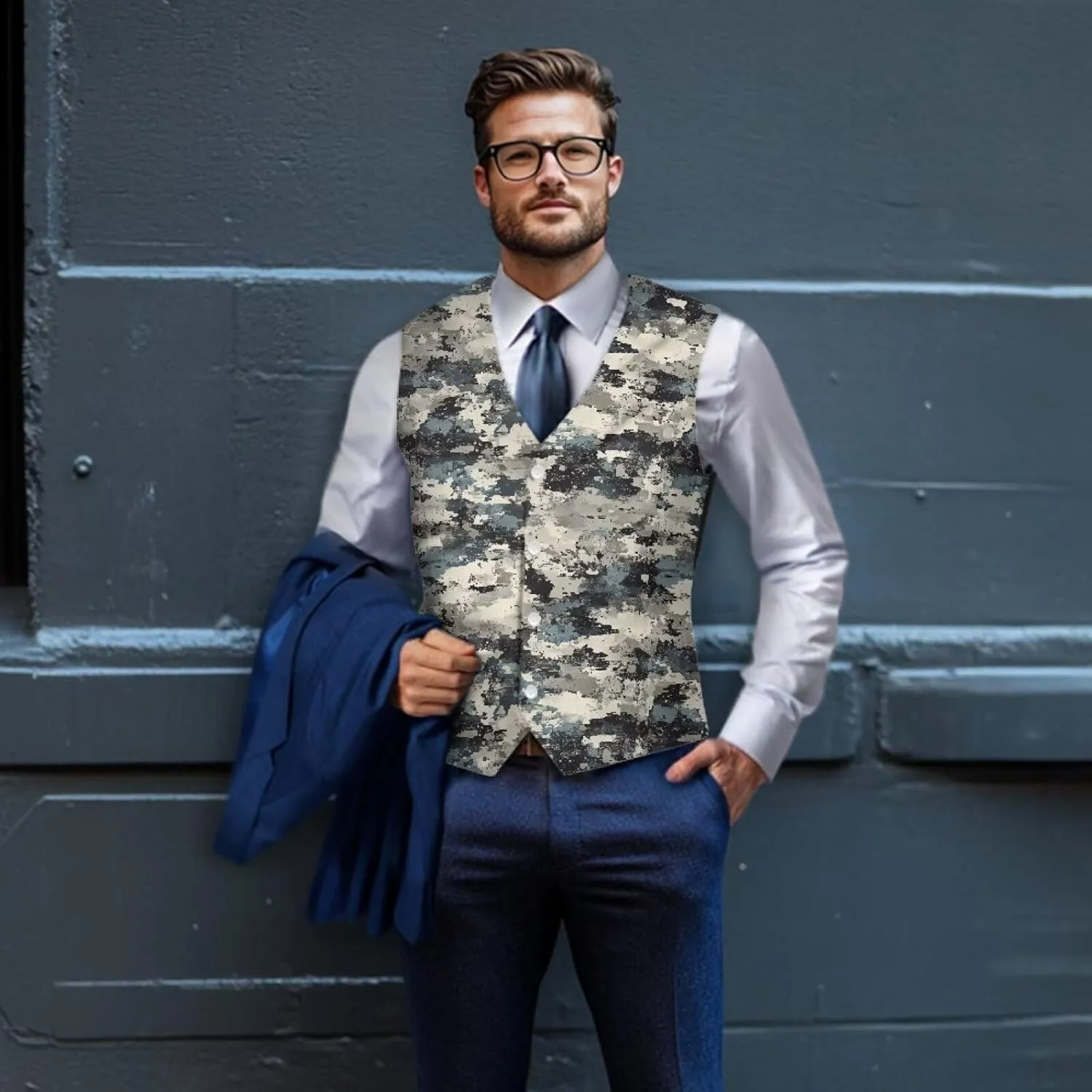 DISNIMO Men's Formal Suit Vest Slim Fit Casual Business Dress Waistcoat Vest Big and Tall